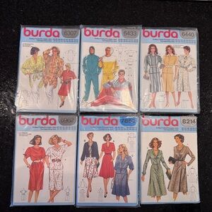 burda 6 UNCUT, UNOPENED Vintage Sewing Patterns - sold together